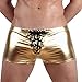 Produktbild LAEMILIA Herren Männer Boxershort Wetlook Lack Leder Unterwäsche Badehose Stretch Briefs (Golden)