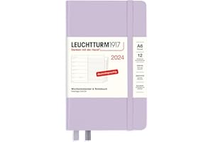 ‎LEUCHTTURM1917 LEUCHTTURM1917 367730 Wochenkalender & Notizbuch Pocket (A6) 2024, mit Extraheft für Adressen und Jahrestage, Lilac, Deutsch, 12 Monate