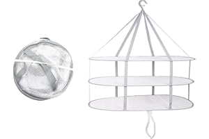 Barrageon Trocknungskorb Kräutertrockner Trocknungsnetz Trockner Mesh Faltbar Hängendes Kleidernetz Indoor Outdoor Kleidung Pullover Socken Drying Rack Trockner 3 Schicht (61 * 78 cm)