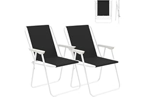 WOLTU Chaises Pliantes Lot de 2, Chaises de Camping avec Dossier Portables et Légères，en Plastique et Oxford 600D pour Salon, Camping, Jardin, Noir