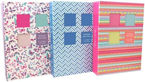 New 5x7" Size, 200 Photos, Designer Photo Album With Front Window (Purple Butterfly-1131)