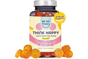 BE SO HAPPY Gummies pour l’équilibre émotionnel | Avec du safran, de la mélisse, de la camomille et de la vitamine B6 | Pour la sérénité et une bonne humeur | 60 gélules | Vegan, sans gluten et sans lactose
