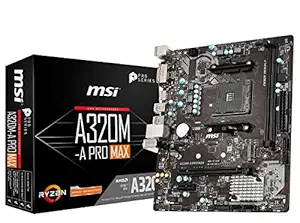 MSI ProSeries AMD A320 1st, 2nd, 3rd Gen Ryzen Compliant AM4 DDR4 HDMI DVI M.2 USB 3 Micro-ATX Motherboard (A320M-A PRO MAX)
