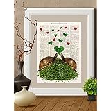 Kunstdrucke Schildkröte auf Antike Buchseite,#KAN05