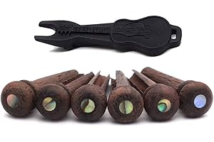 Alnicov Guitar Bridge Pins 6 Piece Rosewood Acoustic Guitar String Pegs Slotted Wooden Endpin with Bridge Pins puller