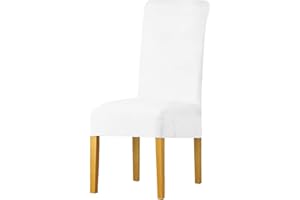 LANSHENG Dining Chair Covers Stretch Removable Washable Soft Velvet Seat Protector Covers Dining Chair Slipcovers for Dining Room, Restaurant, Hotel, Wedding Banquet, Home (White, Set of 4)