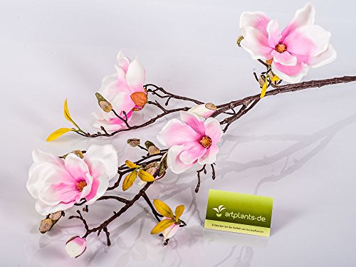 Kunstblume Magnolienzweig LILO, 4 Blüten, Knospen, rosa, 110 cm – Seidenblumen Magnolie / Kunstzweig – artplants - 2