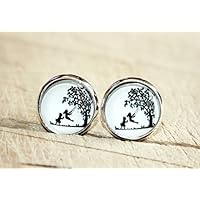 Kleine und große Schwester ☀ Kleine Scherenschnitt Handmade Ohrstecker in silber, bronze oder rosegold, 12mm, ein süßes handgefertigtes Geschenk für die liebste Schwester oder die beste Freundin