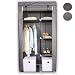 Produktbild TRESKO® Stoffschrank 172 x 88 x 45 cm Faltschrank Kleiderschrank Textilschrank Campingschrank Garderobenschrank, mit Kleiderstange und 5 Wasserdichten Einlegeböden (Grau)