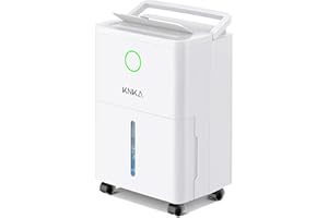 Déshumidificateur KNKA, 9 L/J, déshumidificateur électrique, déshumidificateur silencieux avec tuyau d'évacuation, 45 m² (120 m³), ​​minuterie 24 h, contrôle de l'humidité, roulettes amovibles