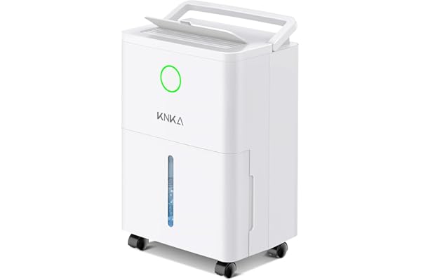 Deshumidificador KNKA, 9 L/Día, Desumidifador Silencioso, Indicador De Humedad LED, Alarma De Depósito Lleno, Ruedas Desmontables, Compacto Y Portátil, 60 m³ (25 m²), Para Baño, Armario, Lavandería