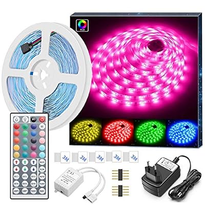 Govee Ruban LED 5M Non-Étanche Multicolore 5050 RGB SMD, Minger Bande LED Lumineuse LED Avec Télécommande à Infrarouge 44 Touches et Alimentation 12V Décoration pour Chambre, Cuisine, Noël