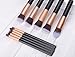 Ammiy® 10 Pcs Makeup Brush Set Professional Handle Premium Synthetic Kabuki Foundation Blending Blush Concealer Eye Face Liquid Powder Cream Cosmetics Lip Brush Tool Brushes Kit (Black-rose gold)