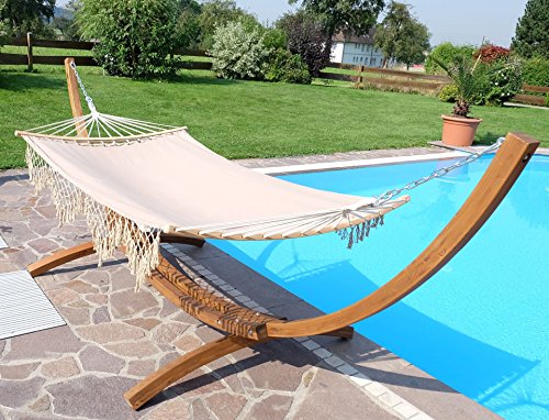 360cm Hängemattengestell GRENADA-BRAUN aus Holz Lärche mit Stab Hängematte NEU: mit gebogenem Stab von AS-S - 3