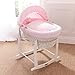 Clair de Lune Marshmallow White Wicker Moses Basket, Pink