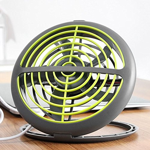 Asvert Mini USB Ventilator angetriebener Miniventilator beweglicher stummer Schreibtisch ruhiger kleiner Tabellen Ventilator für Tischplatten Tisch Spielraum, Grau und Grün - 4