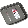 Samuel Groves 8" (20cm) Non Stick Twin Pack Square Sandwich Birthday Brownie Cake Tin Pan Made in England
