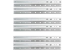 STOLMET 6 Pairs Metal Groove Ball Bearing Drawer Runner Draw Depth for 17mm (h17_406mm x 6 pairs)