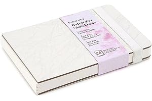 tumuarta Aquarell Skizzenbuch, 300g, 100% Baumwolle, 10x15 CM, 24 Blatt, 48 Seiten, Feinkorn, Säurefrei, Aquarellbuch, Aquarell-Notizbuch zur Verwendung als Reiseskizzenbuch