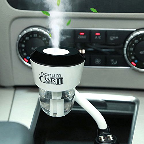 Auto Aromatherapie Luftbefeuchter, HiKeep 50ml Ultraschall Luftreiniger Aroma Diffusor mit 2 USB Ports KFZ-Ladegerät, leiser Betrieb, Abschaltautomatik für Auto in schwarz