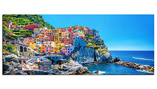 Acheter France XXL verre d'impression / image tableaux AG312502116 Cinque Terre in Italy 125 x 50 cm Wall Deco Glass, Design  &  Handmade
