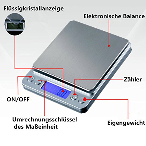 KING DO WAY 200g*0,01g Digitale Taschenwaage,Digitale Küchenwaage mit SimpleTaste,Mini Goldwaage Münzwaage,elektronische waage,Briefwaage,Tara-Funktion mit Hintergrundbeleuchtung (Ohne Batterie) - 5