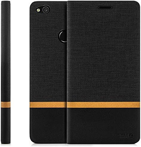 Huawei P8 Lite (2017) Case Protector Flip Cover [Zanasta Designs] Premium Phone Wallet with Card Holder Slots [Slim Profile], Foldable Stand, Black