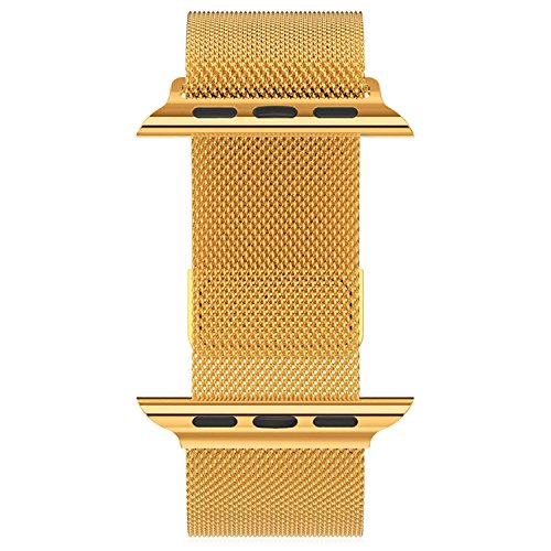 Bandmax Milanaise Uhrenarmband Ersatzarmband mit Magnetverschluss 18K Vergoldet Edelstahl Wrist Armband für 42MM Apple Watch (Gold) - 9