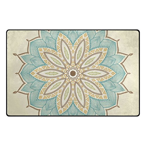 Preisvergleich Produktbild Bennigiry Blaue abstrakte runde Mandala Bereich Teppich Teppich Rutschfeste Eintrag Bodenmatte Fußmatten für Wohnzimmer Schlafzimmer 78,7 x 50,8 cm