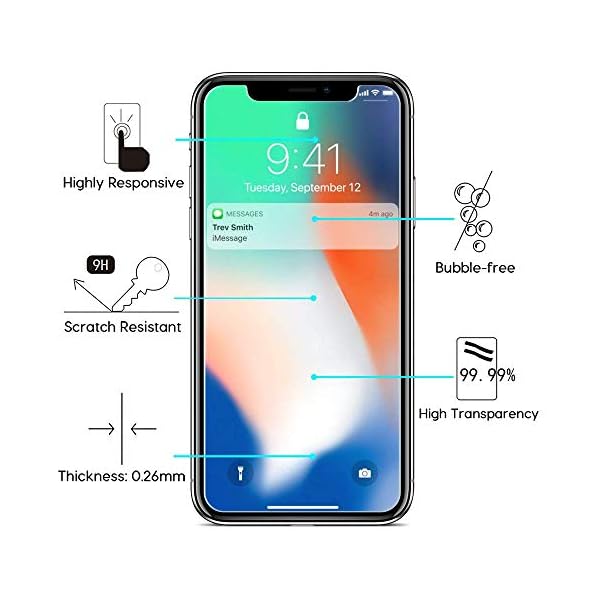 [4 Stück] OMOTON Schutzfolie für iphone 11 pro und iphone X und iphone XS Mit Positionierhilfe Panzerglasfolie für iphone 11 Pro/ XS/ X [9H Härte], [Anti-Kratzen], [Anti-Öl], [Anti-Bläschen]. – Bild 3
