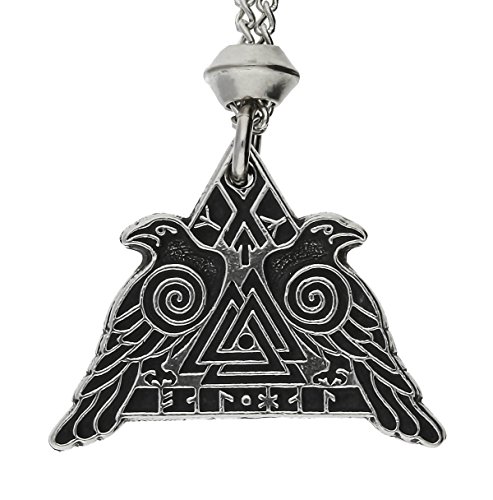 Skandinavier Wikinger Rune Valkyrie Valknut Odins Hugin und Munin Raven Zinn Kette Anhänger ~ Krieger Schutz (mit der 18 Zoll Kette)