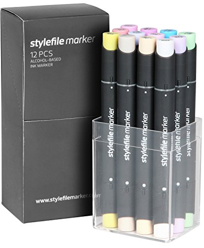 Preisvergleich Produktbild Stylefile Doppelfasermaler Filzstifte mit Doppelspitze 12er Set Pastell
