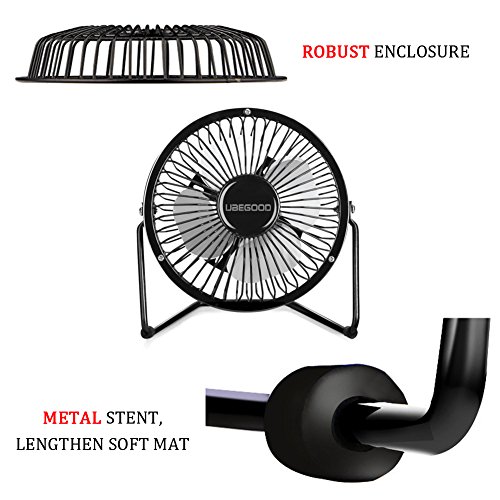 Mini Ventilator mit USB, Ubegood Mini USB Ventilator desktop Lüfter Mini Fan [360 ° frei einstellbar] Metall USB Ventilator mit An/Aus-Schalter für Die Laptop, Netbook, Computer, mobile power etc – Schwarz - 5