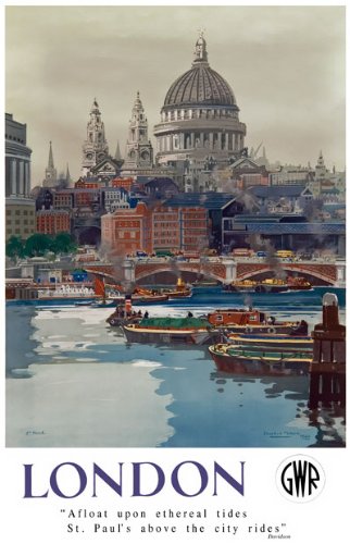 TU61 Vintage London St Paul's GWR Great Western Railways Travel Poster Re-Print - A2+ (610 x 432mm) 24" x 17"