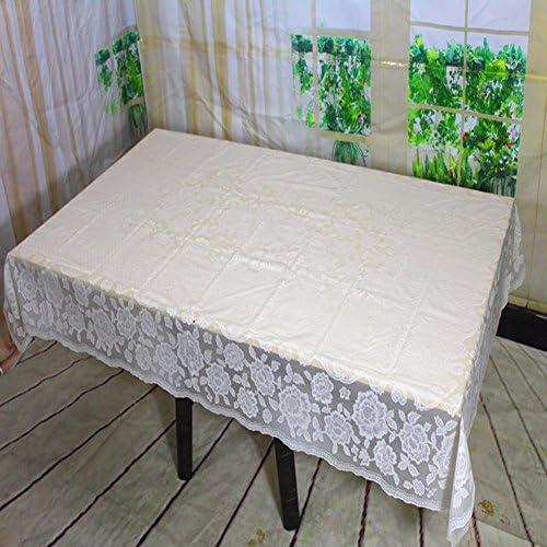 European Bronzing PVC Tablecloths Waterproof Oil-proof Home Plastic Rectangular Tablecloth for Tea Table , White , 152*228cm