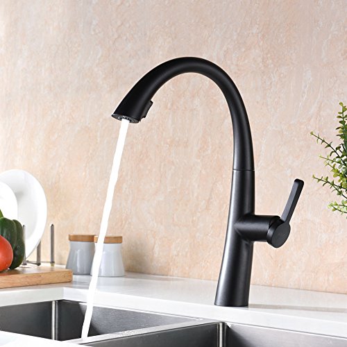 GICASA Messing Einstab unten Sprüher Küchenarmatur , ausziehbare Küchenmixer rotierenden Düsen schwarze Armaturen - 2