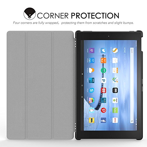 MoKo Fire HD 10 2015 Hülle – Ultra Slim Lightweight Schutzhülle Smart Cover mit Auto Schlaf / Wach Funktion und Standfunktion für Amazon Fire HD 10.1 Zoll (5. Generation – 2015 Modell), Schwarz - 5