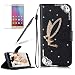 Produktbild Girlyard für Huawei P10 Lite Diamant Lederhülle, Bling Glitzer DIY Crystal Schutzhülle Luxus Premium PU Flip Case mit Lanyard Strap Standfunktion Kartenfach Magnetverschluss Etui für Huawei P10 Lite Golden Engel