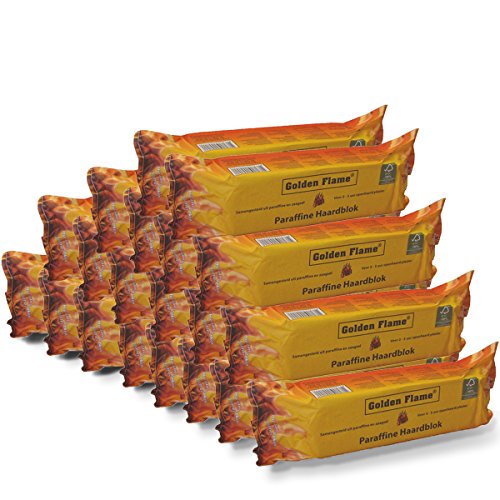 Golden Flame Dauerbrenner für Kamin-Ofen Zündbeutel SPARSET Kaminfeuer-Scheit Brennstoff (20er Set) …