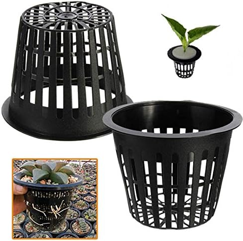 Chinis 10pcs Black Plastic Hydroponic Planting Mesh Net Pot Baskets Garden Plant Grow Cup