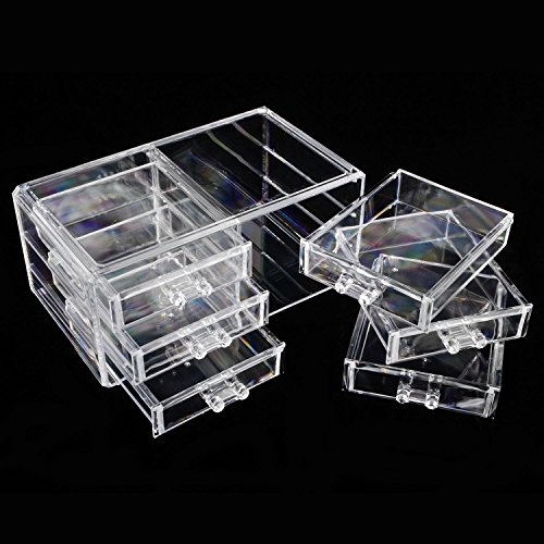 Acryl Kosmetik Organizer Make Up Aufbewahrung Kosmetikorganiser mit Schubladen 125x110x240mm - 5