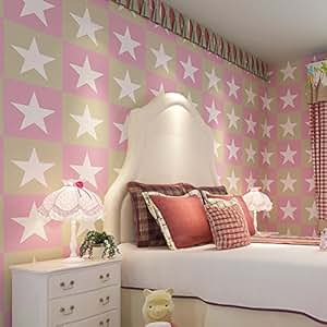Moderne Kinder Zimmer Sterne warm rosa Längsstreifen Vlies Tapeten