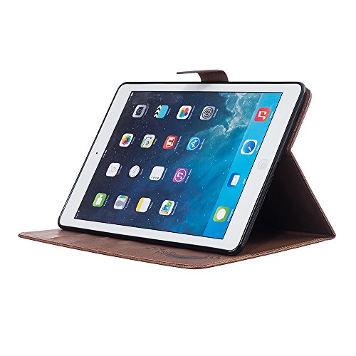 C-Super Mall-UK Apple iPad Air h  lle  Gepr  gte Birds   Feder-Muster PU-Leder-Mappen-Standplatz -Schlag-h  lle f  r Apple iPad Air  braun 