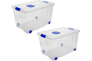 Acan Tradineur - Pack de 2 Cajas de Almacenamiento - Fabricado en plástico - Contenedor para almacenar Juguetes, Libros, Ropa, Mantas - N.º 4-35,7 x 59 x 40,5 cm - 55 litros