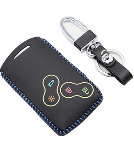 Happyit - Housse Silicone Pour Télécommande Renault (Clio, Scénic, Mégane, Etc.) - 4 Boutons - Protection Clé Anti-poussière - Noir - 2