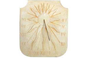 QEM Cadran Solaire Motif Soleil Relief Pierre Naturelle 38cmx44cm