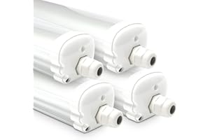 HOFTRONIC - Lot de 4 Réglette LED 150 cm - IP65 extérieur étanche - 48W 5760 Lumens - 4000K neutre blanc - Connectable - pour Cave, Garage, et l'entrepôt - Lampe Fluorescente LED étanche