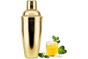 NewGF Coctelera,25oz mezclador de bebidas con colador integrado para mezclar bebidas margaritas, herramienta de acero inoxidable para principiantes (dorado)