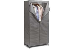 ZELLER PRESENT SCHÖNER LEBEN. PRAKTISCH WOHNEN. Zeller 14617 Textil-Schrank, Vlies/Metall, Stoff, grau, 75 x 50 x 160 cm