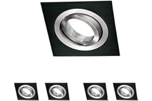 Wonderlamp Clasic W-E0 Foco empotrable cuadrado, Negro, 5 UNIDADES